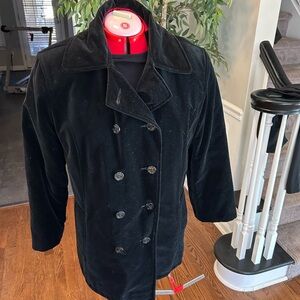 Anne Klein Women’s Classic Black velveteen Peacoat
